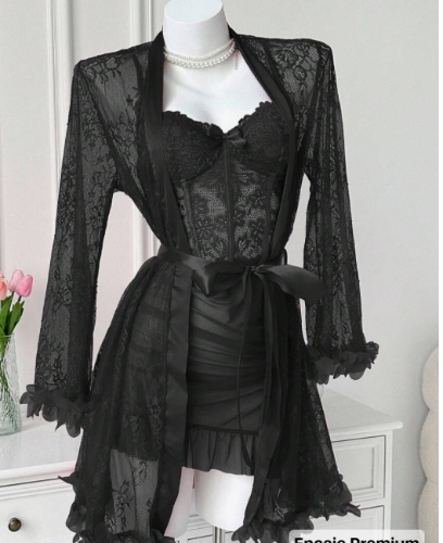 Black lace robe