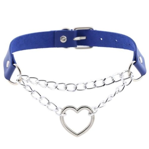 Chained Valentine Choker (15 Colors) - Blue