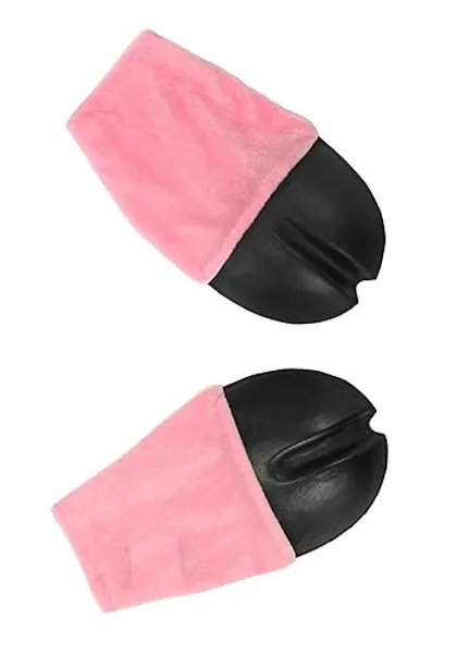 Pig Front Hooves Costume Gloves - Velour and Faux Leather Gloves with Thumb Hole, One Size Fits Most - Standard