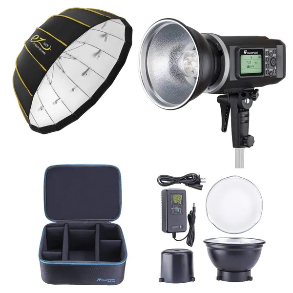 Flashpoint XPLOR 600 HSS Battery-Powered Monolight with Built-in R2 2.4GHz Radio Remote System - Bowens Mount (AD600) + Glow EZ Lock Collapsible White Beauty Dish (34") - 
