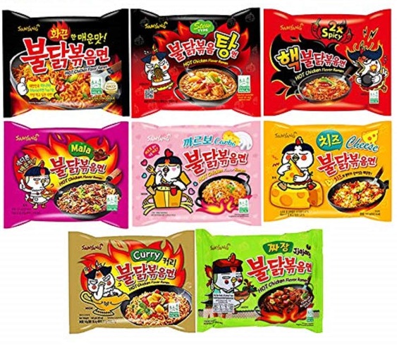 Samyang Korean Assorted Top Spicy Ramen Noodle Challenge (Pack of 10)