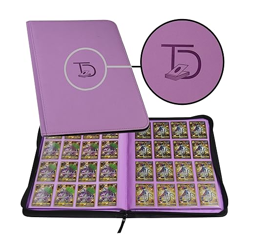 TopDeck 1000 Card Binder - TCG Portfolio - 16 Pocket Card Binder - Ringless Binder Compatible with Pokemon Cards, Yu-Gi-Oh, Magic the Gathering, and More - Side Load Sleeves - Cards Album (Purple) - Purple