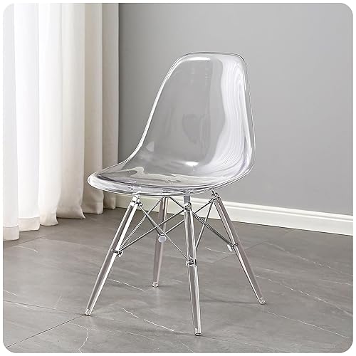 Maxbetip Dining Chairs, Clear Acrylic Dining Chairs, Max Load 330 lbs, Pre-Assembled Clear Kitchen Chairs, Modern Mid-Century Plastic Dining Chairs (Color : Clear)