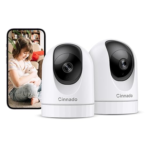 2K Indoor Security Camera-Baby Monitor with 2.4G WiFi Camera and Audio, Siren/Night Vision for Home/Pet/Nanny/Cat, 24/7 SD Card Storage, Cloud (Optional), Compatible with Alexa & Google Home, D1 2P - 2K 2pack