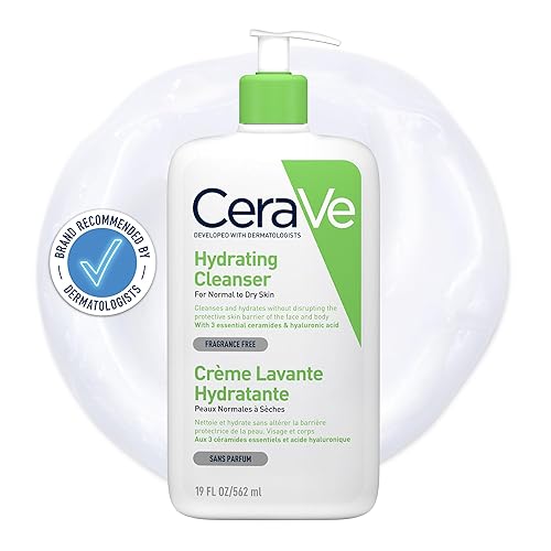 CeraVe Hydrating Cleanser for Normal to Dry Skin with Hyaluronic Acid and 3 Essential Ceramides - Unscented - 562 ml (Pack of 1)