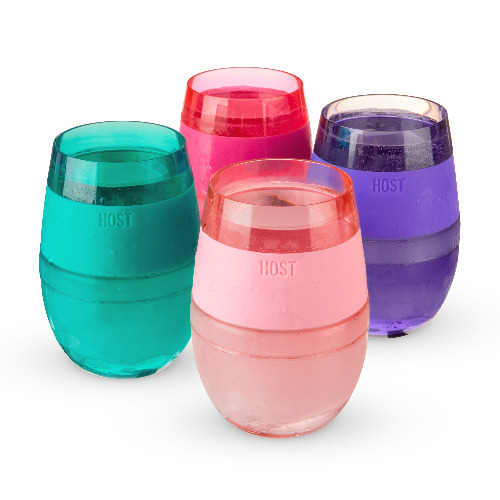 Wine FREEZE™ Cooling Cups, Translucent Multicolor Set of 4
