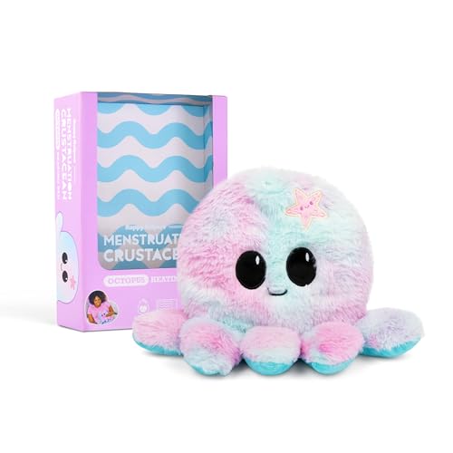 WHAT DO YOU MEME? Happy Helpers Octopus Plush — Menstruation Crustacean Plushies Cute Lavender Scented Heating Pad for Cramps, Easter Gifts for Teens - Octopus