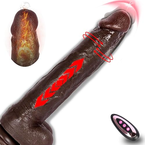 Big Black Large Thrusting Dildo Vibrator - Heated Huge Thick BBC Dildo with Suction Cup, Realistic Vibrating G Spot Anal Dildos with 7 Thrusting 10 Vibrations, Adult Sex Toys & Games for Women Men Gay - 11" Thrusting Dildo