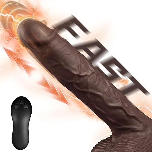 Realistic Fast Thrusting Dildo Black Sex Toy, 9 Inch Thrusting Vibrating Dildo for G Spot Anal Stimulation, Silicone Dildo with Strong Suction Cup Adult Sex Toys for Women and Men