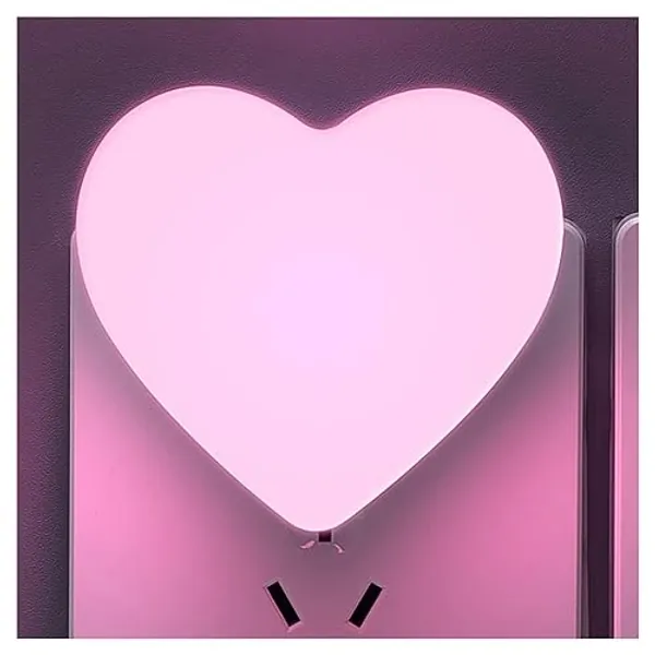 Cute Night Lights, Heart Shape Nursery Nightlight with Light Sensors, Auto Dusk to Dawn Sensor, Soft Warm White, Ideal Nightlight for Bedroom, Bathroom, Hallway, Kitchen (Pink)