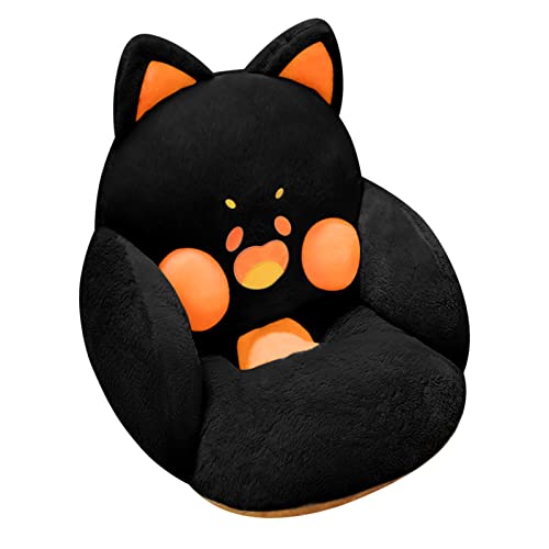 Ditucu Chair Cushion Comfy Kawaii Lazy Sofa Office Floor Seat Pads Cute Cat Pillow for Gaming Chairs Home Bedroom Decor Black 24 x 20 inch - Black - 24 inch