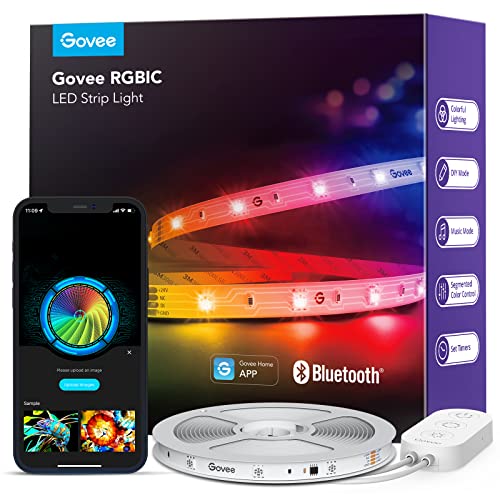Govee RGBIC LED Strip Lights, Smart LED Lights for Bedroom, Bluetooth LED Lights APP Control, DIY Multiple Colors on One Line, Color Changing LED Strip Lighting Music Sync, Valentines Decor, 16.4ft - 16.4ft