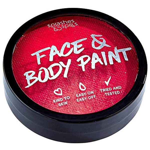 Water Activated SFX Face and Body Paint - Red Face Paint, Special Effects Makeup 18g Cake Tub - Pretend Costume and Dress Up Makeup - Great For Halloween Party and Cosplay by Splashes & Spills