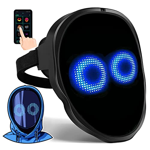 Face Transforming LED Mask with App Controlled - Programmable LED Halloween Mask Digital Luminous Mask for Costume Cosplay Party - Usb Recharge