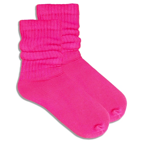 Hot Pink Slouch Socks (Adult Medium - Women's Shoe Sizes 5-10) - Hot Pink