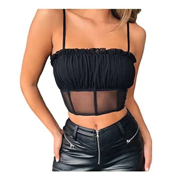 
                            Womens Y2K Tops Women Sexy V Neck Sleeveless Camisole Undershirt Lace Spaghetti Strap Crop Tank Tops Y2K Streetwear
                        