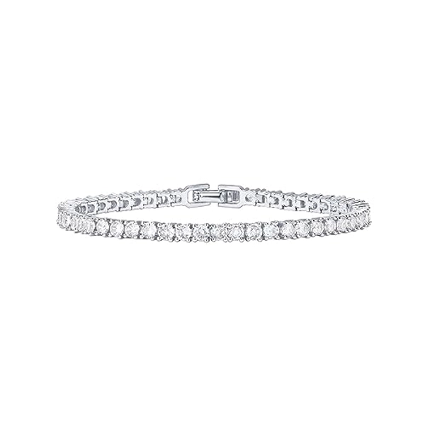 14K Gold Plated 3mm Cubic Zirconia Classic Tennis Bracelet | Gold Bracelets for Women | Size 6.5-7.5 Inch