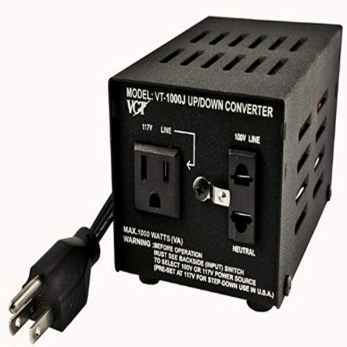 VCT VT-1000J - Japanese Step Up/Down Voltage Transformer Converts Japan 100 Volts To 120Volts OR Vice Versa -1000 Watt,black - 1000 Watt