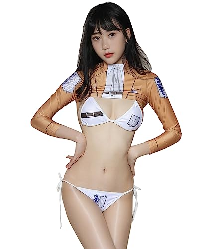 SINROYEE Japanese Lingerie Sexy Underwear Anime Set Cosplay Costumes Lolita Naughty Bikini - Yellow Long Sleeve