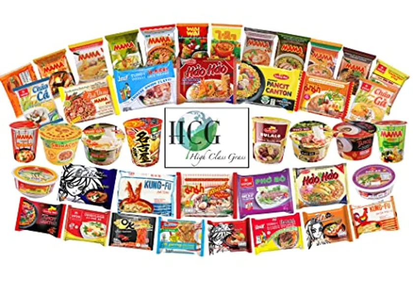 Ramen Noodles from Around the World Snack Box Variety Pack of 10 Instant Noodles - Japanese, Filipino, Thai, Vietnamese with Around the World Sticker, 10 Count (Pack of 1)