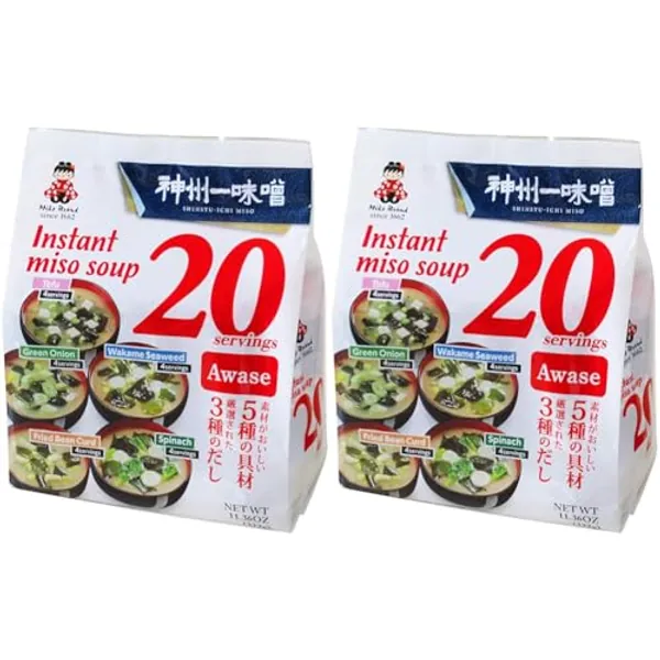 Miko Brand Miso Soup 20 Piece Value Pack, Awase, 11.36 Ounce (Pack of 2)
