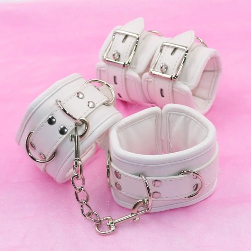 Vegan Leather White Handcuffs for Shibari and Submission - Set of Both (Save $$)