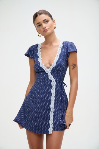 Lucy Wrap Mini Dress - Dotty | Dotty / S