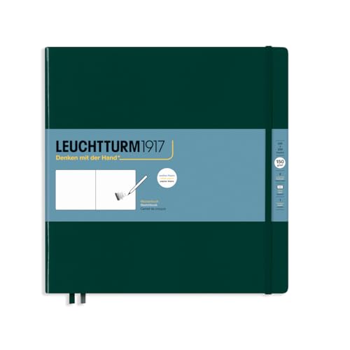 Leuchtturm1917 - Square Hardcover Sketchbook (Forest Green) - 112 Pages of 150g/m² Paper - Forest Green - Square