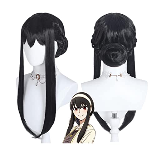 Anime SPY × Family Wig, Yor Forger Cosplay Black Straight Cute Wig Costume Wigs Halloween Party Comic Wig + Wig Cap