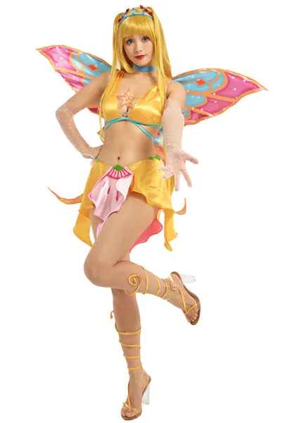 Fairy Club Princess Stella Cosplay Costume Fairy of the Shining Sun Costume with Complete Accessories