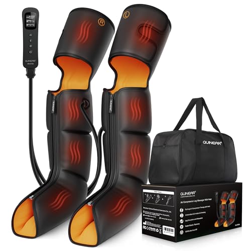 QUINEAR Leg Massager, 3-in-1 Foot Calf & Thigh Massager with Heat and Compression Therapy, Leg Massage Boots for Swollen Legs, Edema, RLS Pain Relief, FSA HSA Eligible - Heated