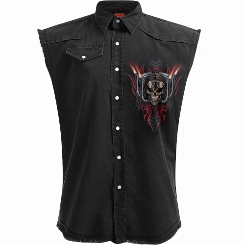 RIDE FREE - Sleeveless Stone Washed Worker Black - M