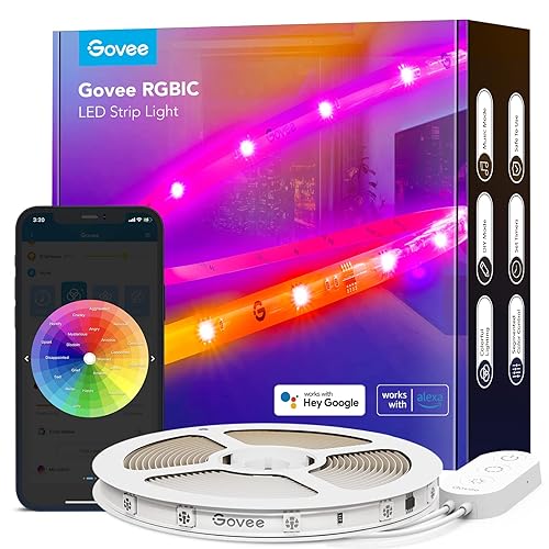Govee RGBIC LED Strip Lights, 16.4ft WiFi LED Lights Work with Alexa and Google Assistant, Smart LED Strips App Control, DIY, Music Sync, Color Changing LED Lights for Bedroom, Valentine's Day Decor - 16.4ft