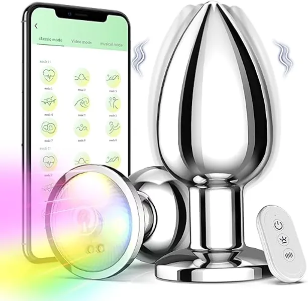 Small Male Vibrating Butt Plug, Sex Toy Remote Control Vibrator 9 Vibrating Modes Female Sex Toys, Rainbow LED Flashing Sex Vibrators, Adult Male Toys Vibrating Sexual Stimulation Device