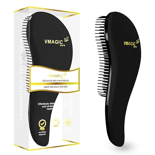 Detangling Brush - glide the Detangler Brush through Tangled hair - Best Brush/Comb for Women, Girls, Men & Boys - Use in Wet and Dry Hair (G-Black) - G-Black