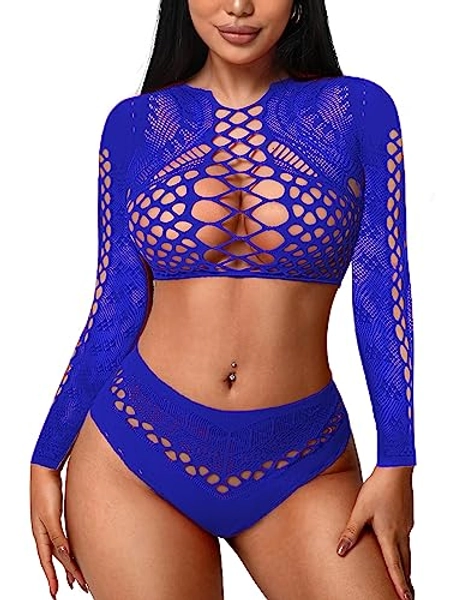 Avidlove Women's Fishnet Lingerie for Women Sexy Two Piece Lingerie Set Stripper Outfit