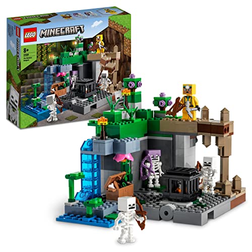 LEGO Minecraft Das Skelettverlies, Set mit Höhlen, Skelettfiguren, feindlichen Kreaturen und Zubehör, Spielzeug für Kinder 21189 - Single