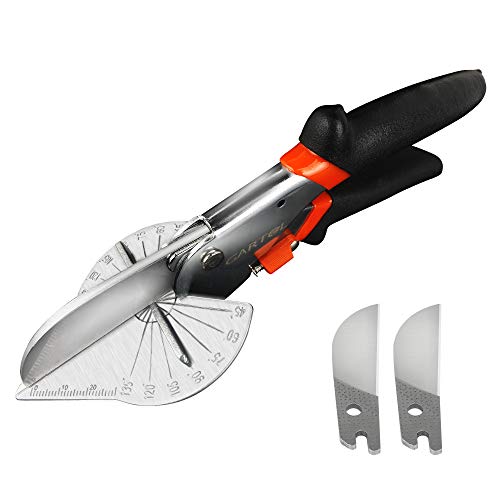 GARTOL Miter Shears- Multifunctional Trunking Shears for Angular Cutting of Moulding and Trim, Adjustable at 45 To 135 Degree, Hand Tools for Cutting Soft Wood, Plastic, PVC, with Replacement blades - Miter shears