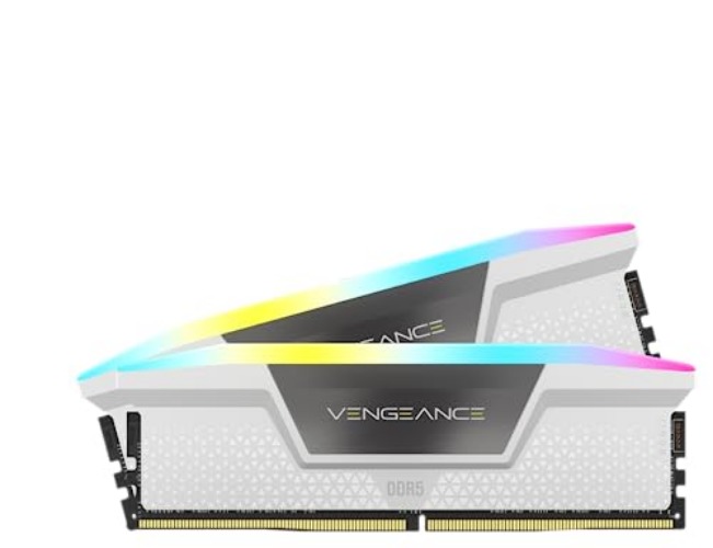 CORSAIR VENGEANCE RGB DDR5 RAM 32GB (2x16GB) 6400MHz CL32 Intel XMP iCUE Compatible Computer Memory - White (CMH32GX5M2B6400C32W) - 32GB (2x16GB) - White
