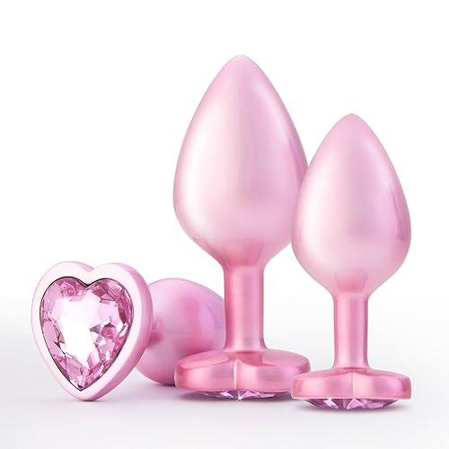 Anal Butt Plug Sex Toys - UTIMI Anus Plug with Crystal Diamond Base Adult Anal Trainer Kit Anal Bead for Women Men and Beginners Prostate Massage | 3 PCS, Pink - Type 1