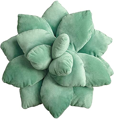 TYISON 3D Succulents Cactus Pillow, Cute Succulents, for Garden or Green Lovers Baby Green Plant Throw Pillows for Bedroom Room Home Decoration Novelty Plush Cushion - 10 - Greena