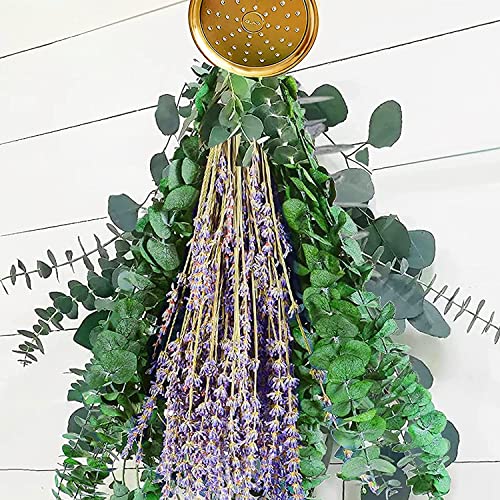 115 PCS Large Dried Preserved Eucalyptus Stems & Lavender Flowers Bundle for Shower, 17'' Real Fresh Hanging Silver Dollar Leaves, Aromatic Self-Care Shower Plants, Natural Fragrance, Home Decor - 115 pcs
