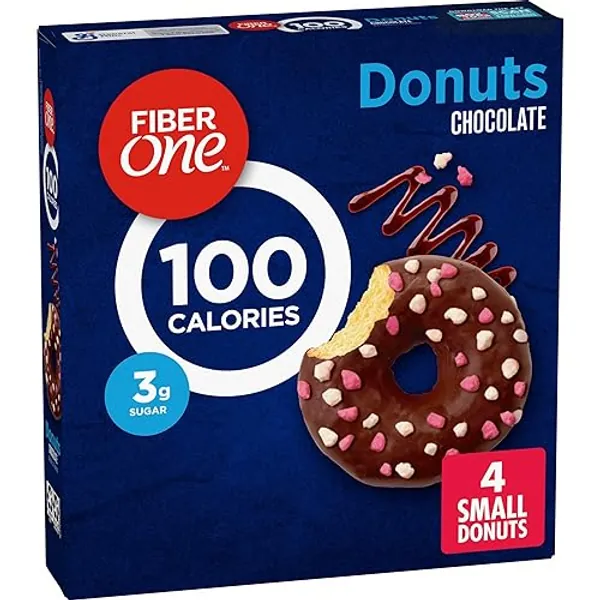 Fiber One 100 Calorie Donuts, Chocolate, 3g Sugar, 4 Count, 3.28 oz