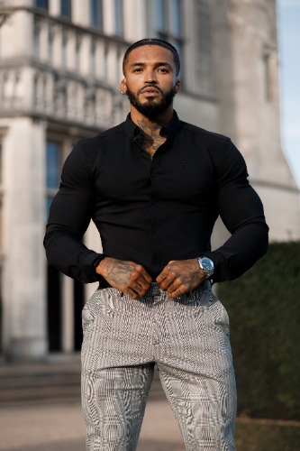 Father Sons Super Slim Scuba Black Long Sleeve Stretch - FS829 | M