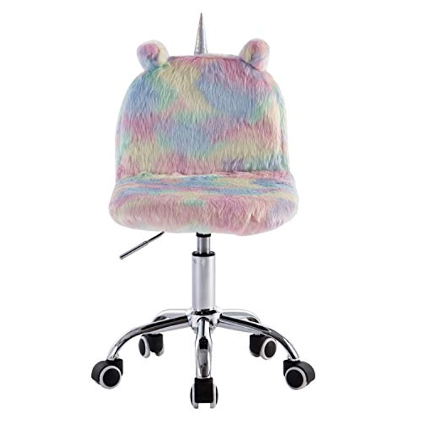 DM Furniture Cute Kids Study Desk Chair Colorful Animal Modern Rolling Chair Children Girl Boy Adjustable Swivel Chair with Silver Foot