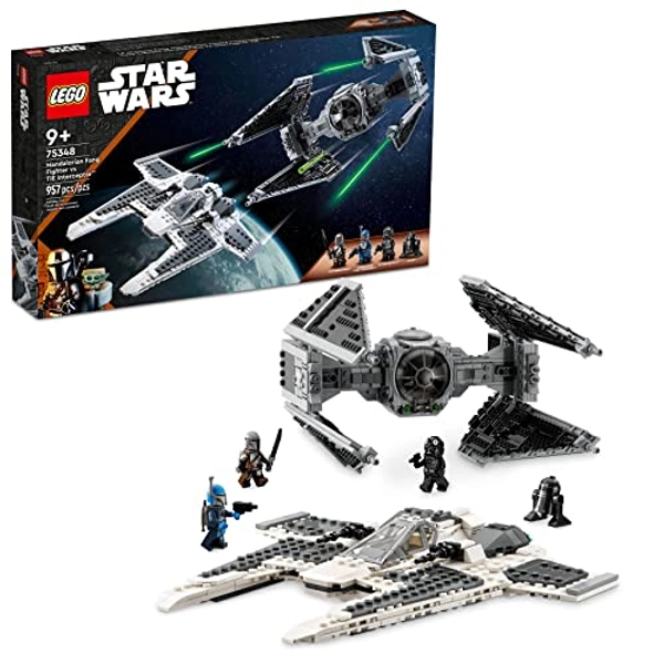 LEGO Star Wars Mandalorian Fang Fighter vs. TIE Interceptor 75348 Building Toy Set, Perfect for Ages 9 and Up, Includes 3 Minifigures