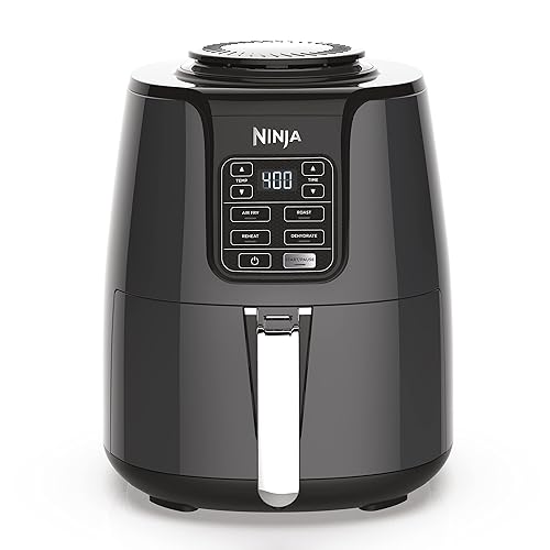 Ninja Air Fryer, Roast, Bake, Air Fry, Roast, Broil, Reheats, & Dehydrates, 4-in-1, Fries, Frozen Food, Veggies, and Juicy Meat, Less Oil, Easy Meals, Healthy Meals, Compact, 4 QT, Grey, AF101 - 4 QT