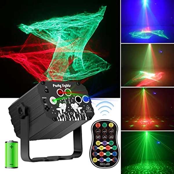 DJ Party Lights Stage Laser - Northern Light Effect RGB Sound Activated Disco Strobe Lighting with Remote Control - Music Lazer Show Projector for Indoor Birthday Karaoke Club KTV Dance…