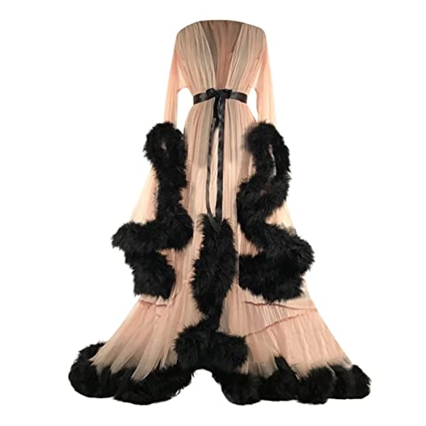 Womens Dressing Gown Lingerie Mesh Sexy Long Robe Puffy Tulle Robe Bridal Robe Wedding Scarf for Maternity Photoshoot