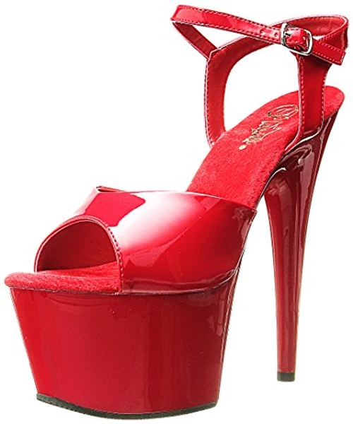 Pleaser Women's Adore-709/R/M Platform Sandal,Red/Red,7 M US